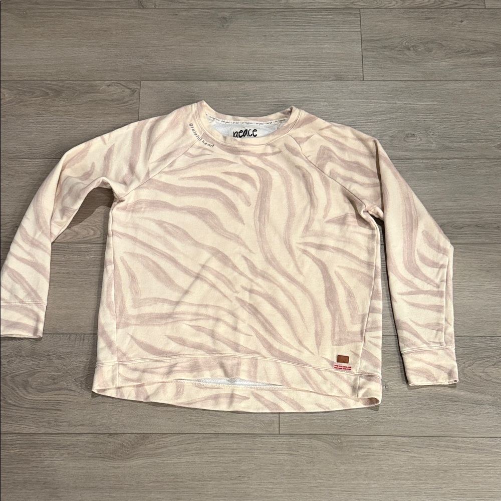 Peace Love World Light Ivory Zebra-Print Long Sleeve Top